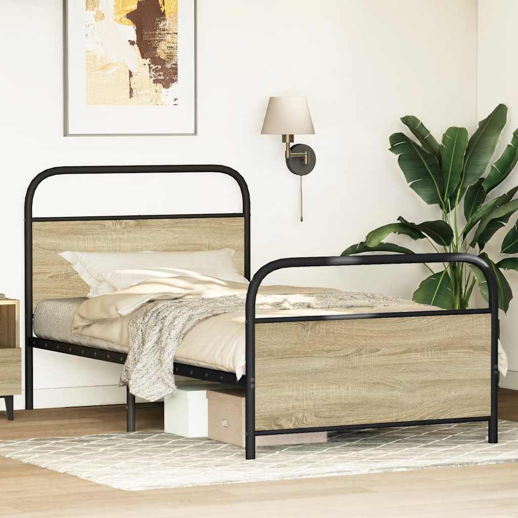 Cadre de lit sans matelas 100x200 cm en bois de chêne Sonoma