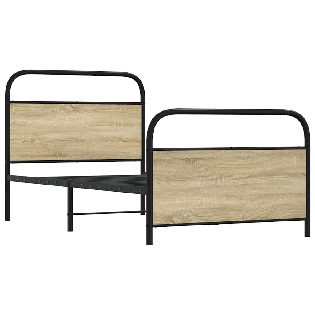 Cadre de lit sans matelas 100x200 cm en bois de chêne Sonoma