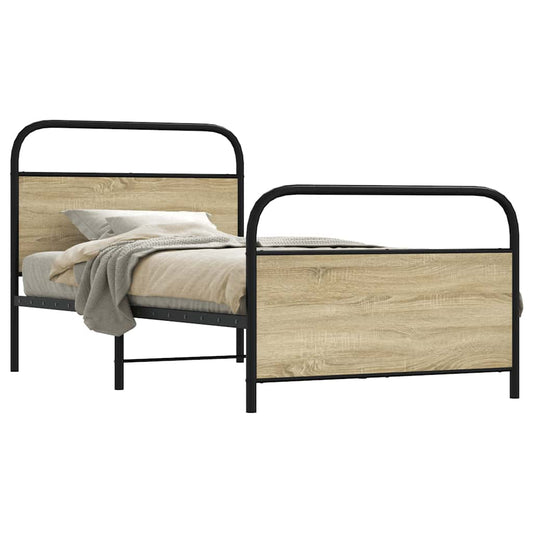 Cadre de lit sans matelas 107x203 cm en bois de chêne Sonoma