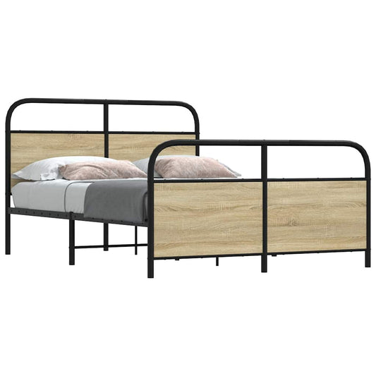 Cadre de lit sans matelas 120x190 cm en bois de chêne Sonoma