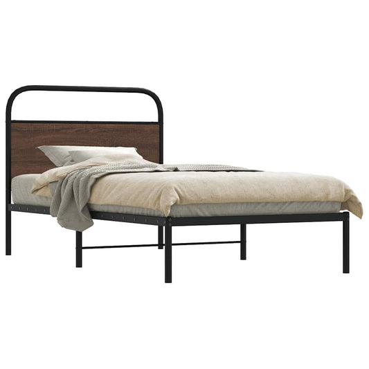 Cadre de lit sans matelas 107x203 cm aspect chêne marron