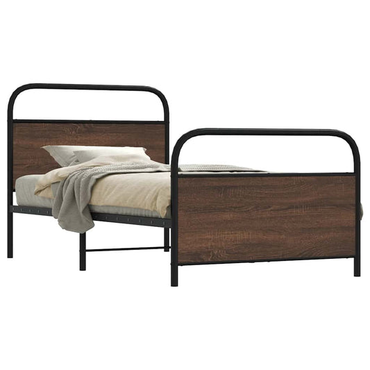 Cadre de lit sans matelas 107x203 cm aspect chêne marron