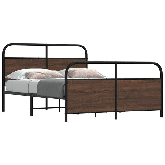 Cadre de lit sans matelas 120x190 cm aspect chêne marron