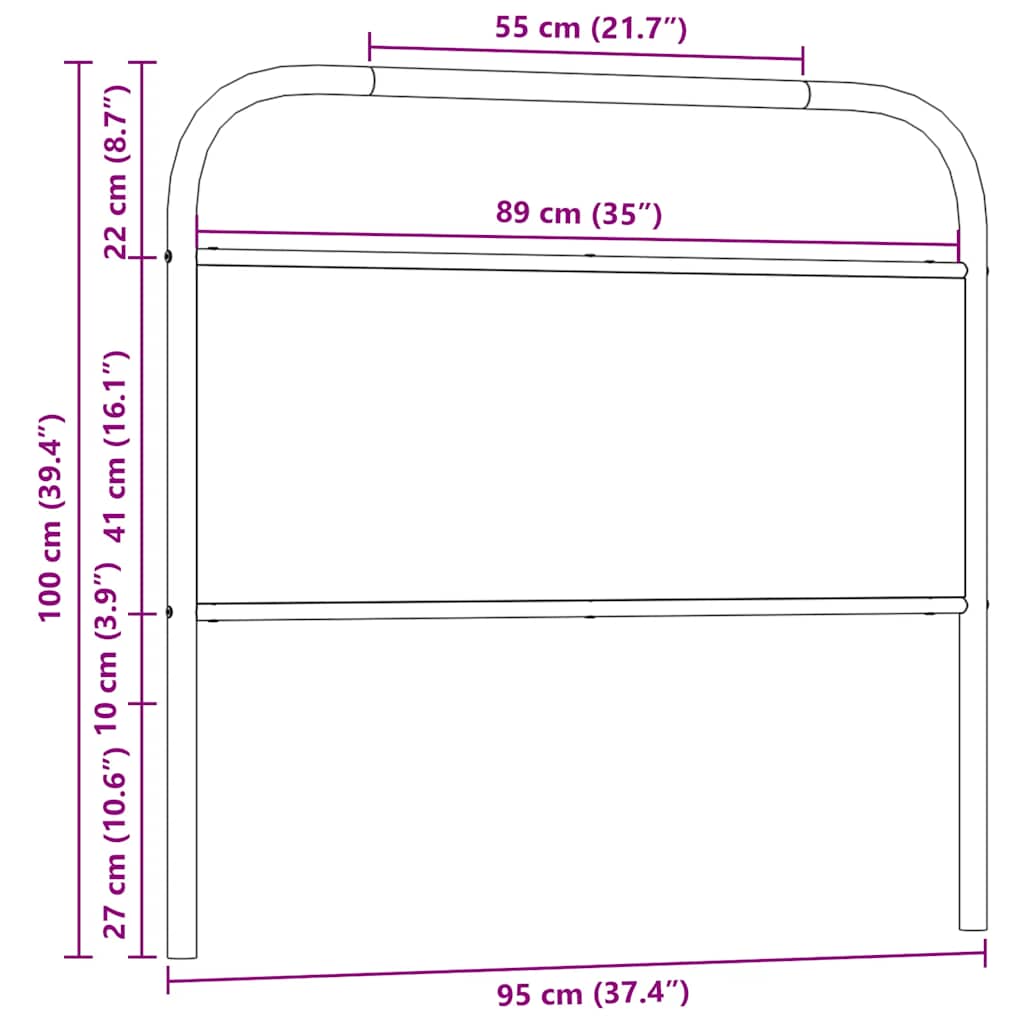 Ersatz-Kopfteil Braun Eichen-Optik 90 cm Stahl und Holzwerkstoff