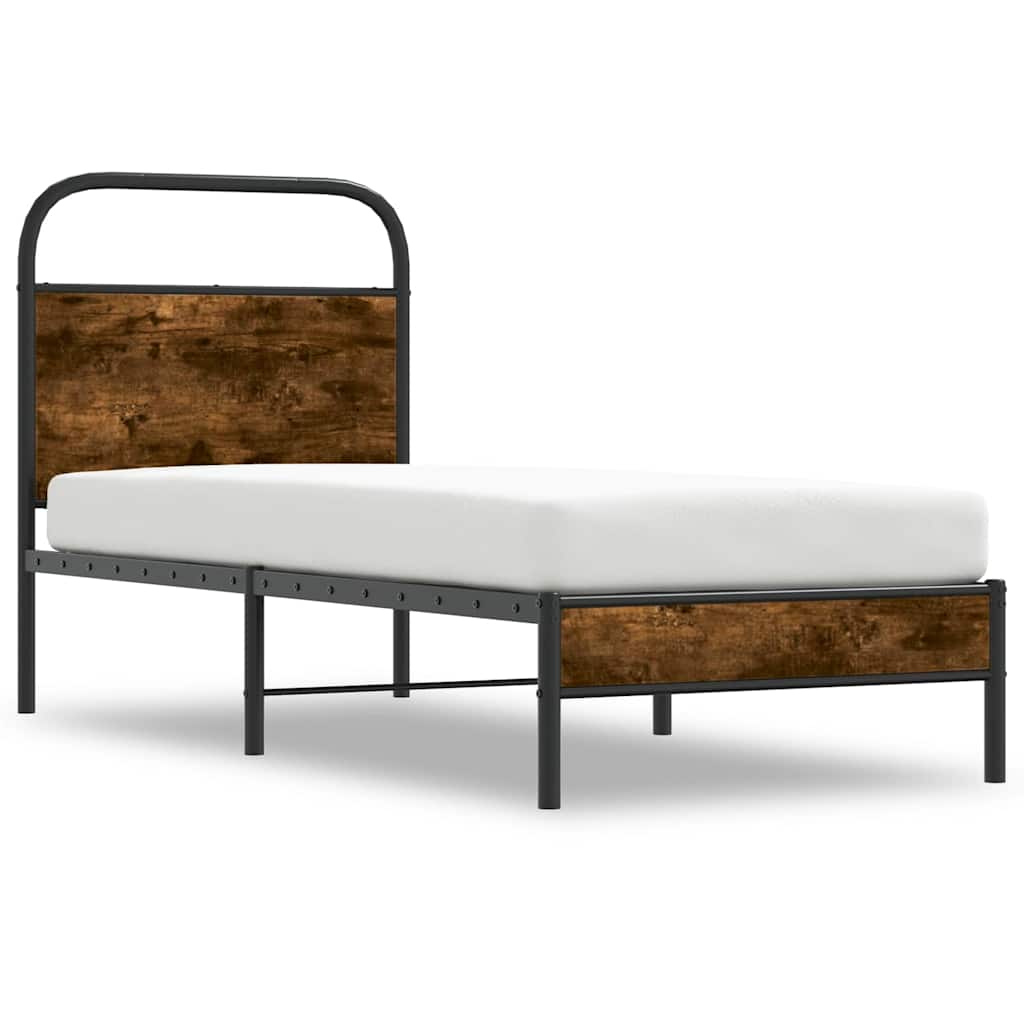 Bettgestell ohne Matratze 75x190 cm Räuchereiche Holzwerkstoff