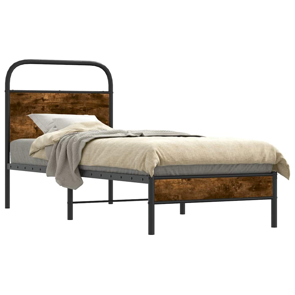 Bettgestell ohne Matratze 75x190 cm Räuchereiche Holzwerkstoff