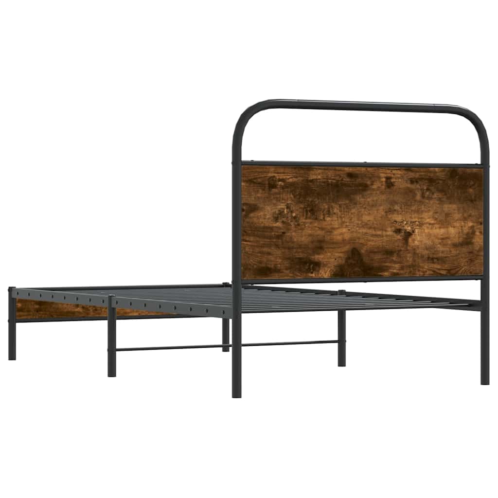 Bed frame without mattress 100x190 cm smoked oak wood material