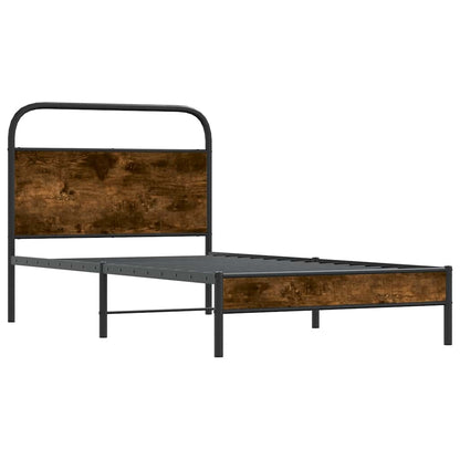 Bettgestell ohne Matratze 100x200 cm Räuchereiche Holzwerkstoff