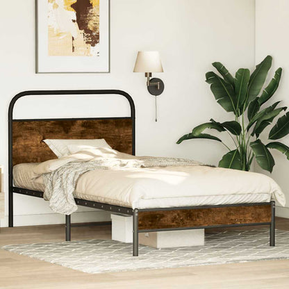 Bettgestell ohne Matratze 100x200 cm Räuchereiche Holzwerkstoff