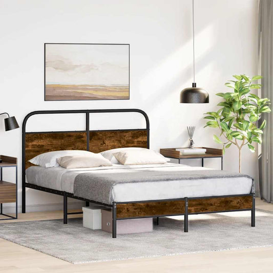 Cadre de lit sans matelas 120x190 cm en bois de chêne fumé