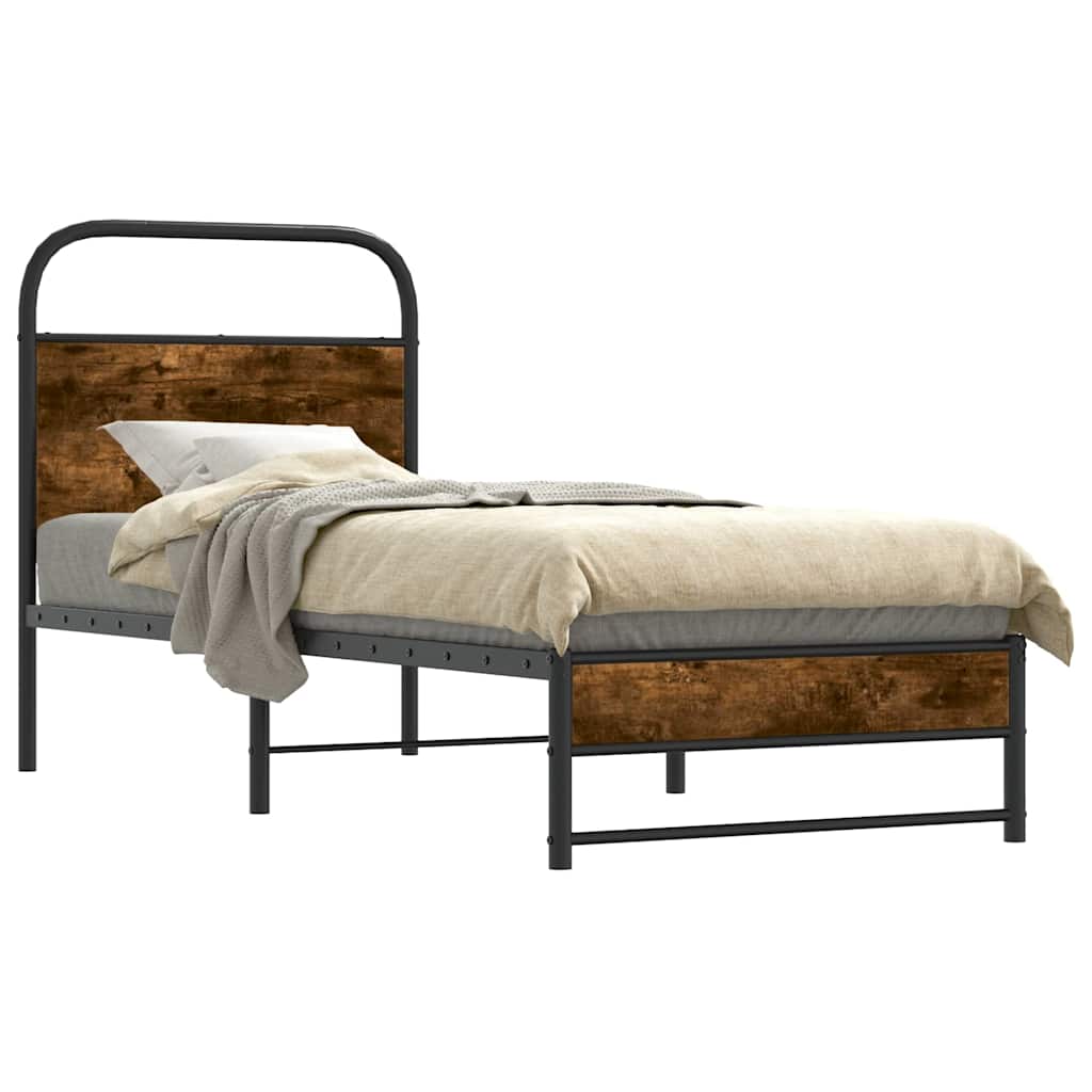 Bettgestell ohne Matratze 75x190 cm Räuchereiche Holzwerkstoff