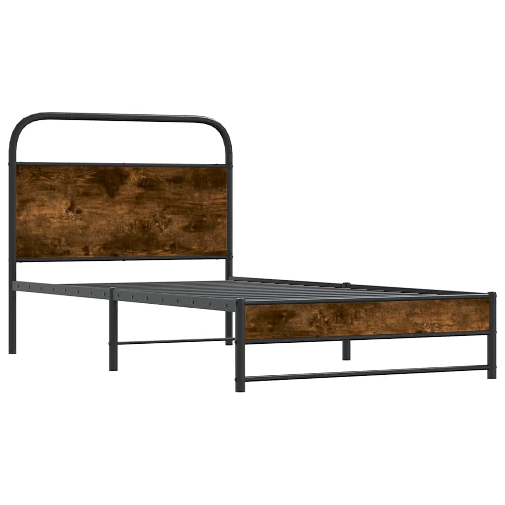 Bettgestell ohne Matratze 90x190 cm Räuchereiche Holzwerkstoff