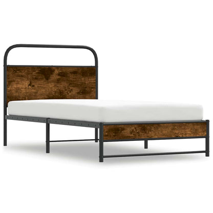 Bettgestell ohne Matratze 100x200 cm Räuchereiche Holzwerkstoff