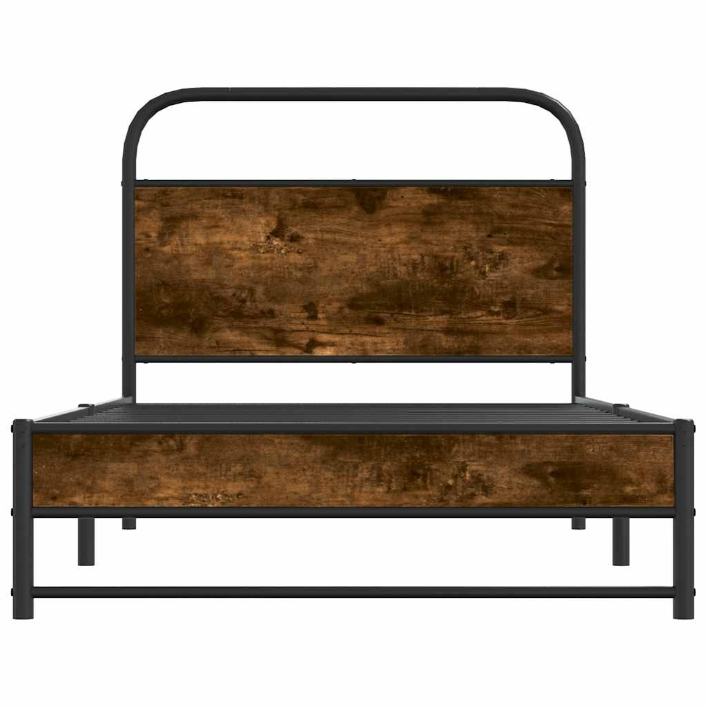 Bed frame without mattress 100x200 cm smoked oak wood material