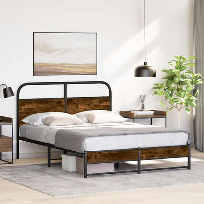 Bettgestell ohne Matratze 120x200 cm Räuchereiche Holzwerkstoff