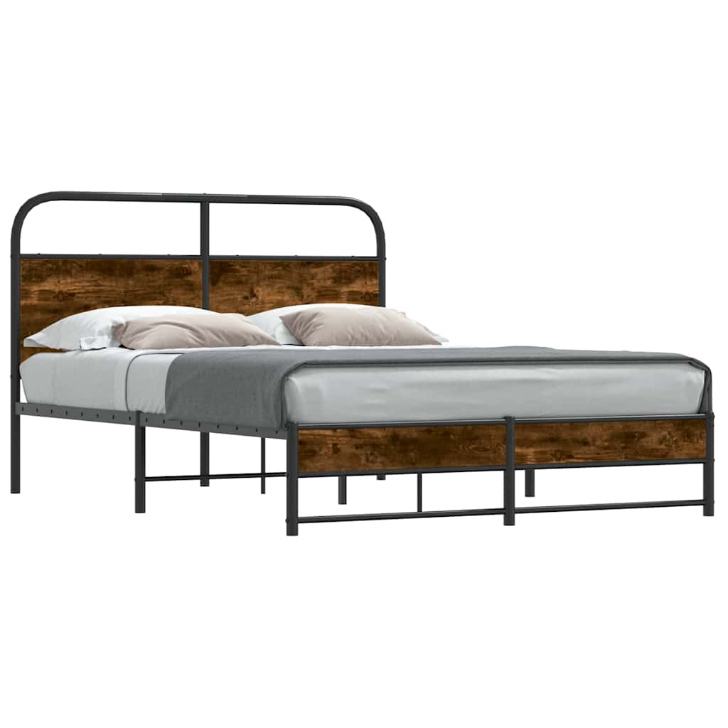 Bettgestell ohne Matratze 140x200 cm Räuchereiche Holzwerkstoff