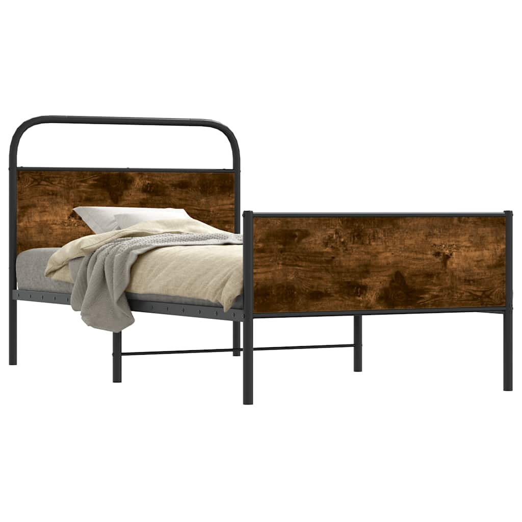 Cadre de lit sans matelas 100x190 cm en bois de chêne Sonoma