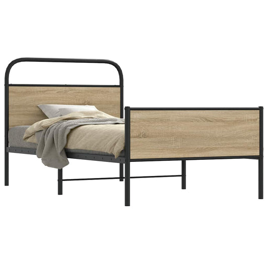 Cadre de lit sans matelas 100x190 cm en bois de chêne Sonoma