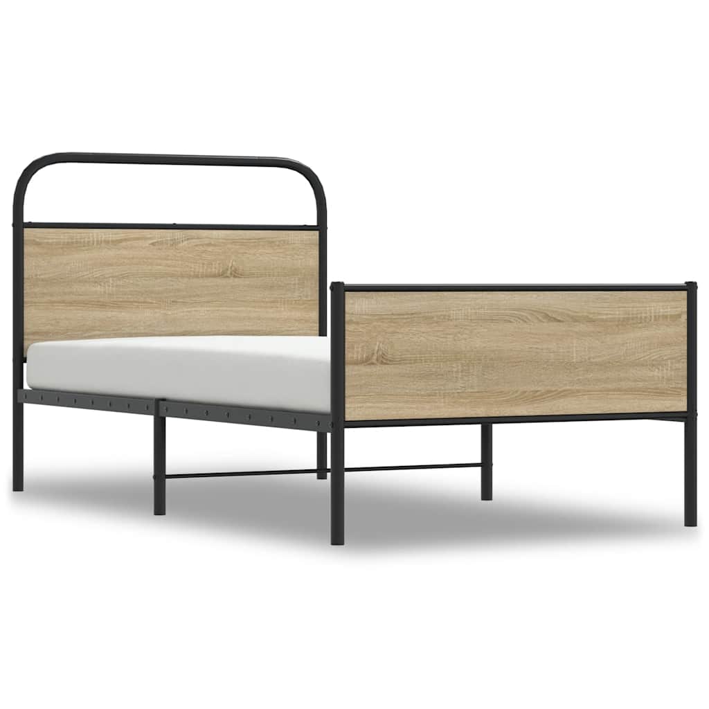 Cadre de lit sans matelas 100x200 cm en bois de chêne Sonoma
