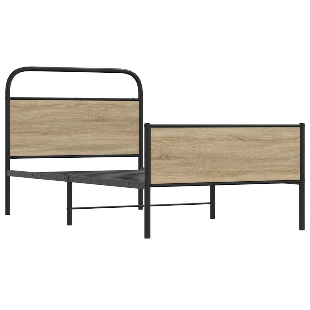 Cadre de lit sans matelas 100x200 cm en bois de chêne Sonoma