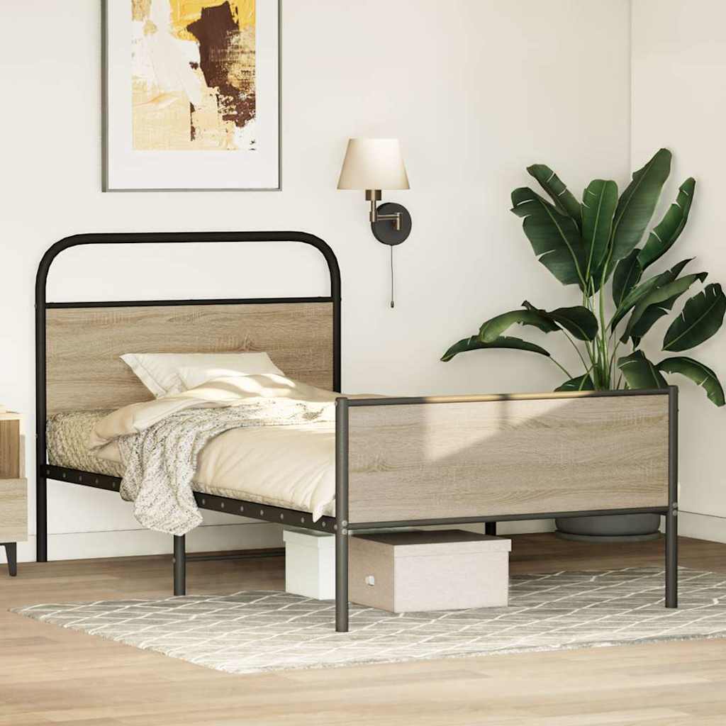 Cadre de lit sans matelas 100x200 cm en bois de chêne Sonoma