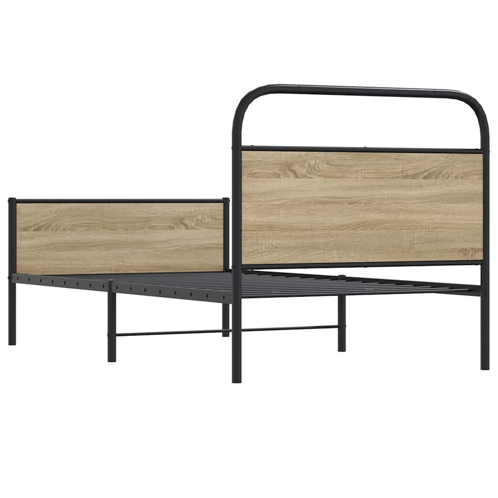 Cadre de lit sans matelas 100x200 cm en bois de chêne Sonoma