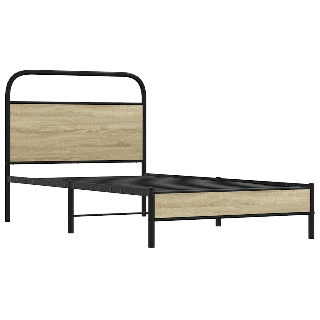 Cadre de lit sans matelas 100x190 cm en bois de chêne Sonoma