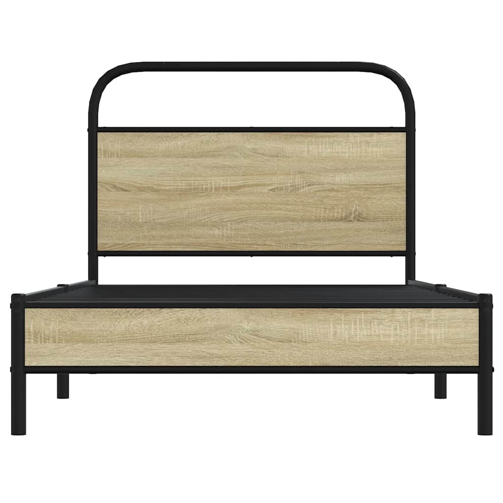 Cadre de lit sans matelas 100x190 cm en bois de chêne Sonoma