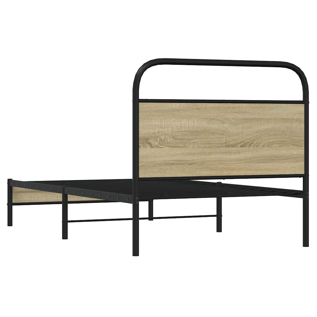 Cadre de lit sans matelas 100x190 cm en bois de chêne Sonoma