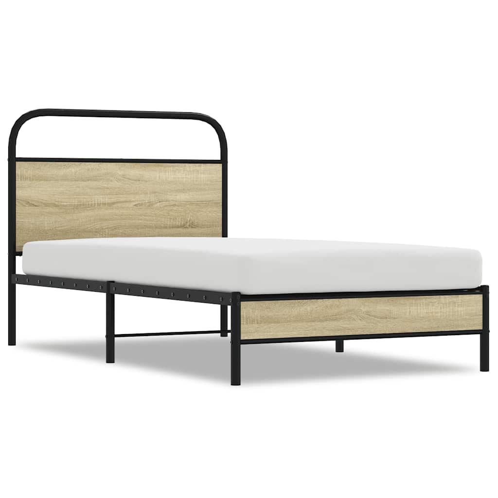 Cadre de lit sans matelas 100x200 cm en bois de chêne Sonoma