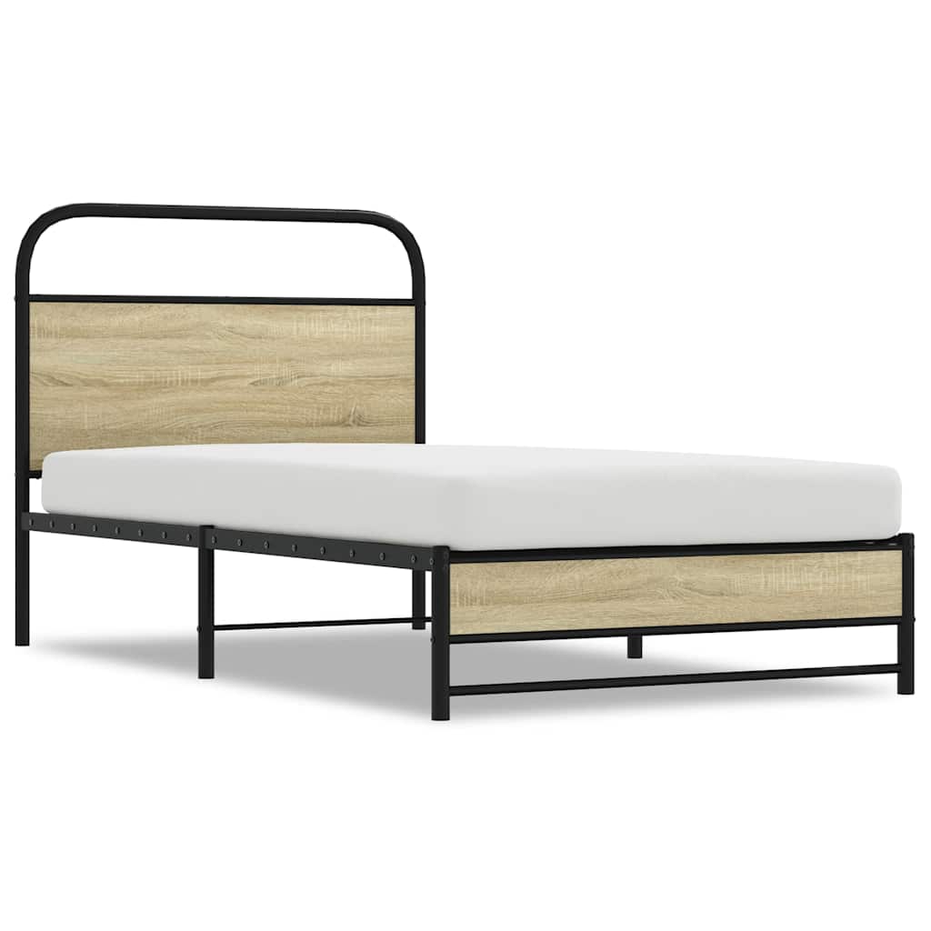 Cadre de lit sans matelas 100x190 cm en bois de chêne Sonoma