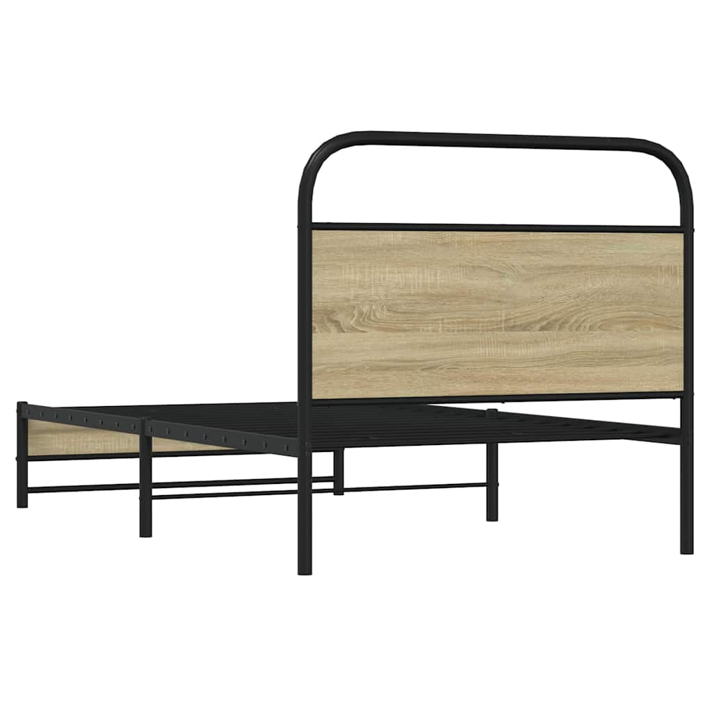 Cadre de lit sans matelas 100x190 cm en bois de chêne Sonoma