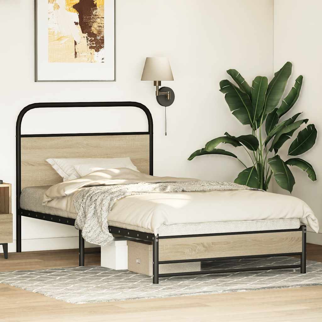 Cadre de lit sans matelas 100x200 cm en bois de chêne Sonoma