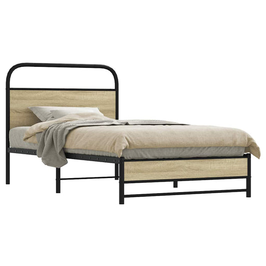 Cadre de lit sans matelas 100x200 cm en bois de chêne Sonoma