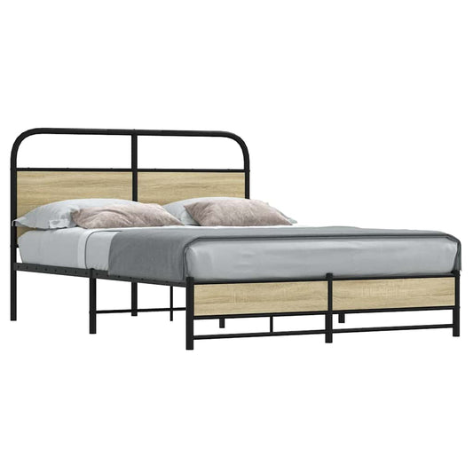 Cadre de lit sans matelas 120x190 cm en bois de chêne Sonoma