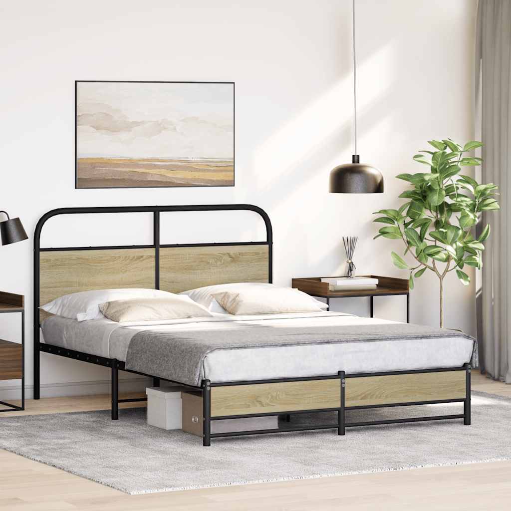 Bettgestell ohne Matratze 140x190 cm Sonoma-Eiche Holzwerkstoff
