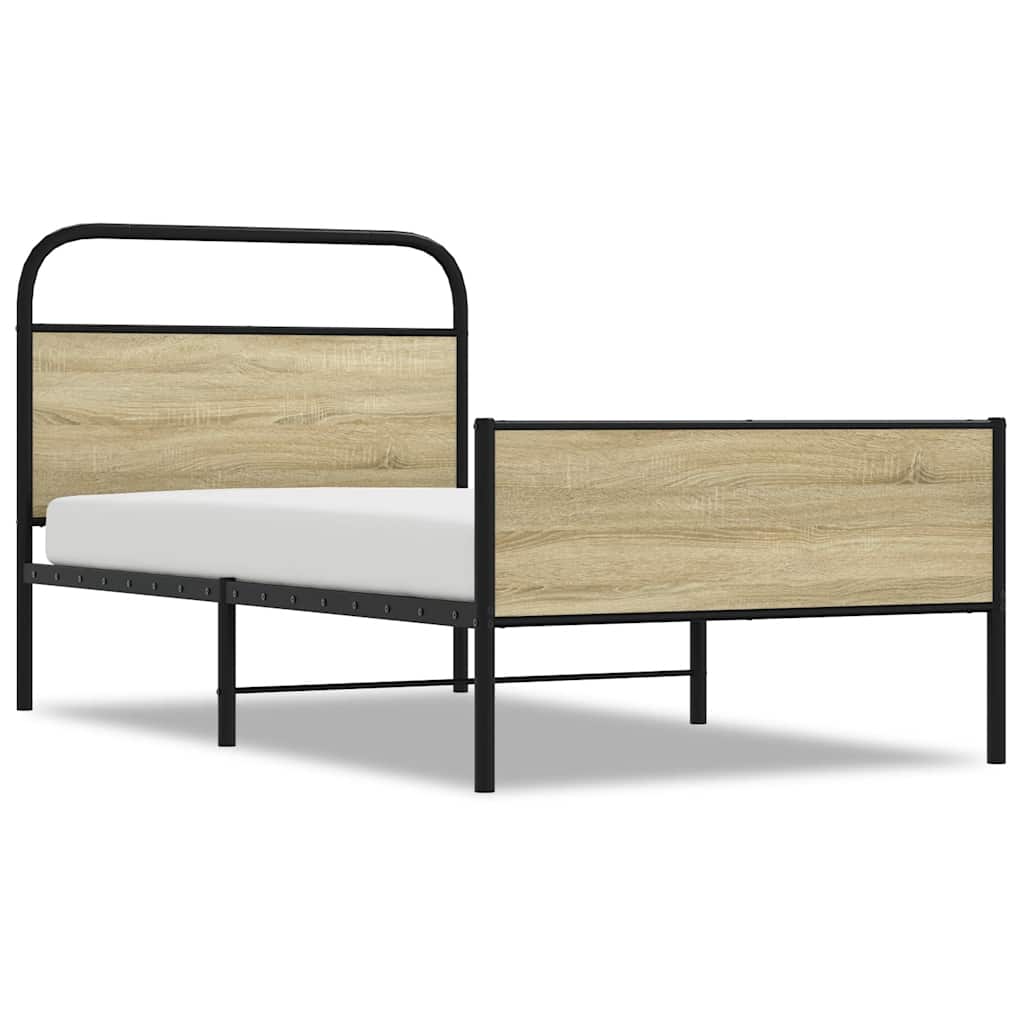Cadre de lit sans matelas 100x190 cm en bois de chêne Sonoma