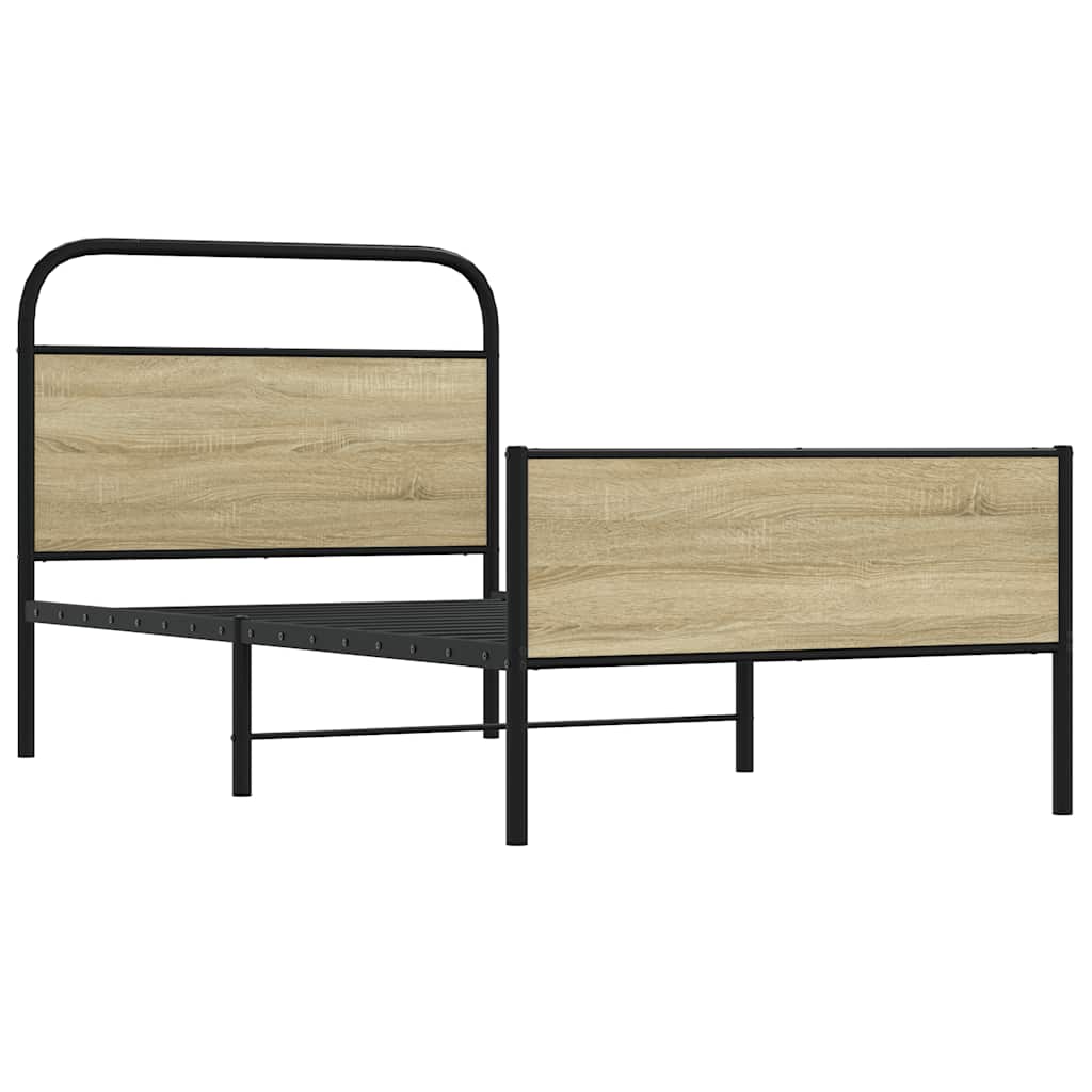 Cadre de lit sans matelas 100x190 cm en bois de chêne Sonoma