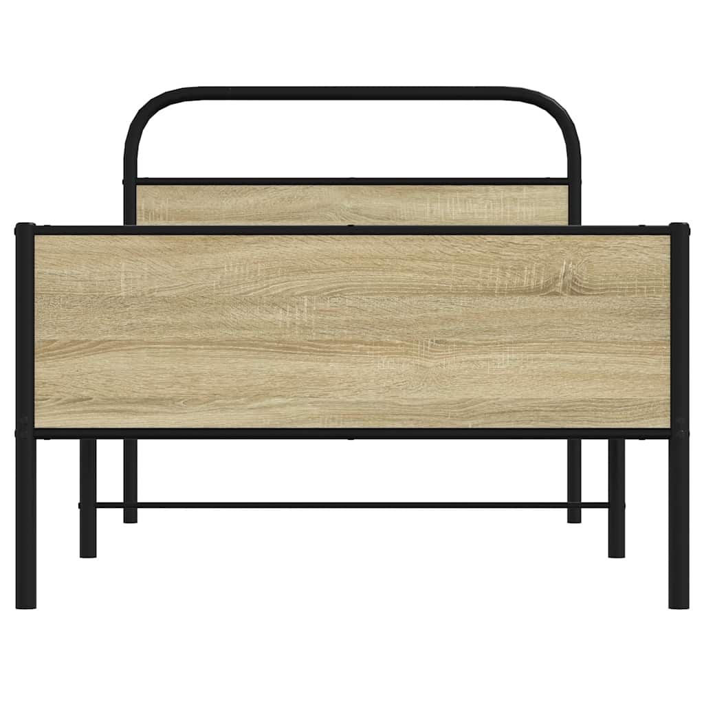 Cadre de lit sans matelas 100x190 cm en bois de chêne Sonoma