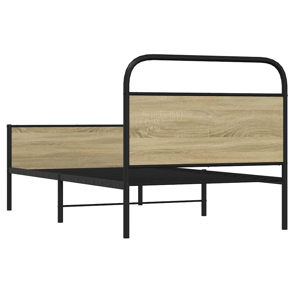 Cadre de lit sans matelas 100x200 cm en bois de chêne Sonoma