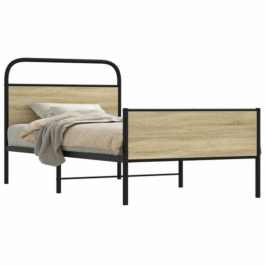 Cadre de lit sans matelas 100x200 cm en bois de chêne Sonoma