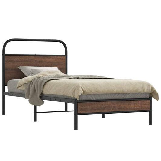 Cadre de lit sans matelas 107x203 cm aspect chêne marron
