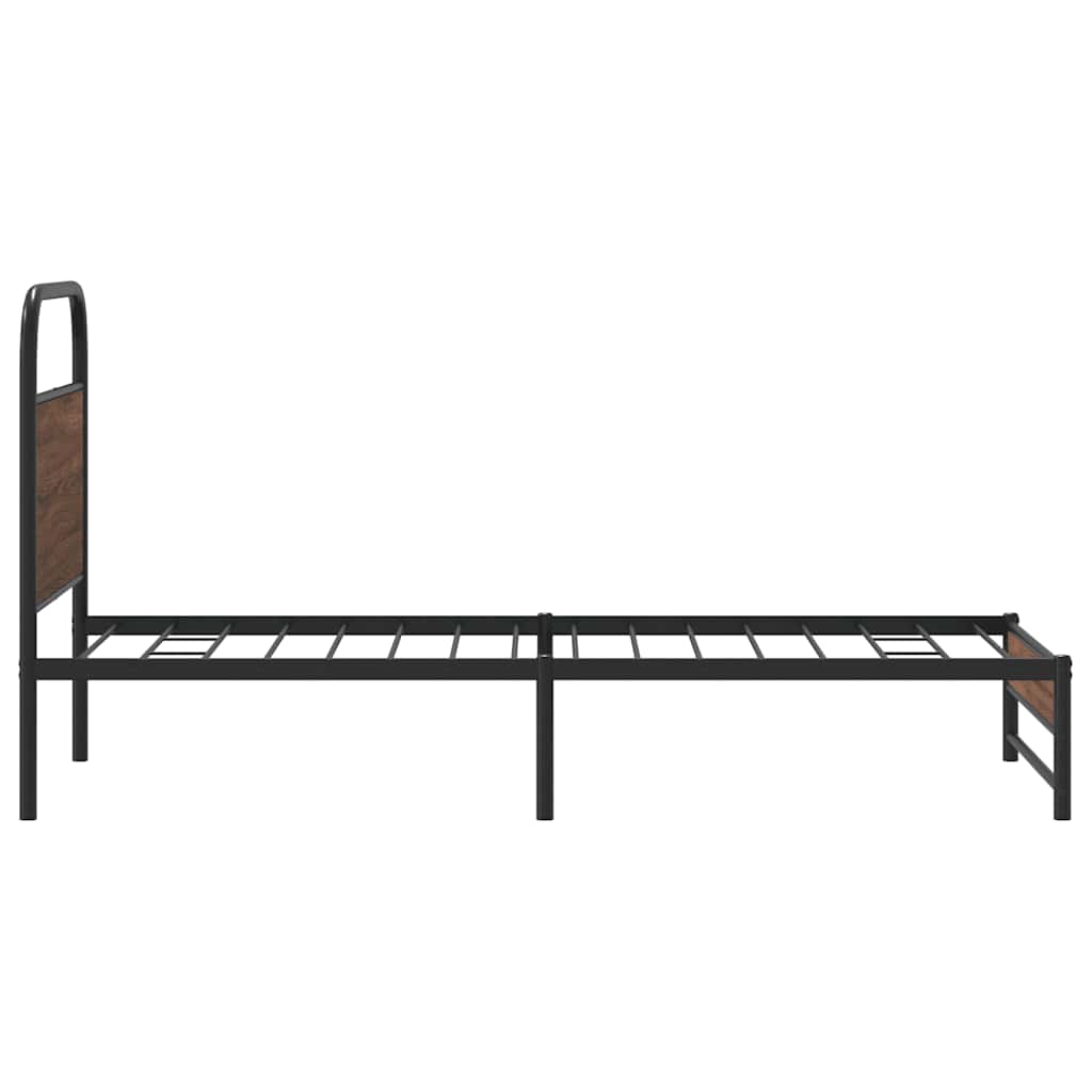 Bed frame without mattress 100x200 cm brown oak look