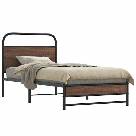 Cadre de lit sans matelas 107x203 cm aspect chêne marron