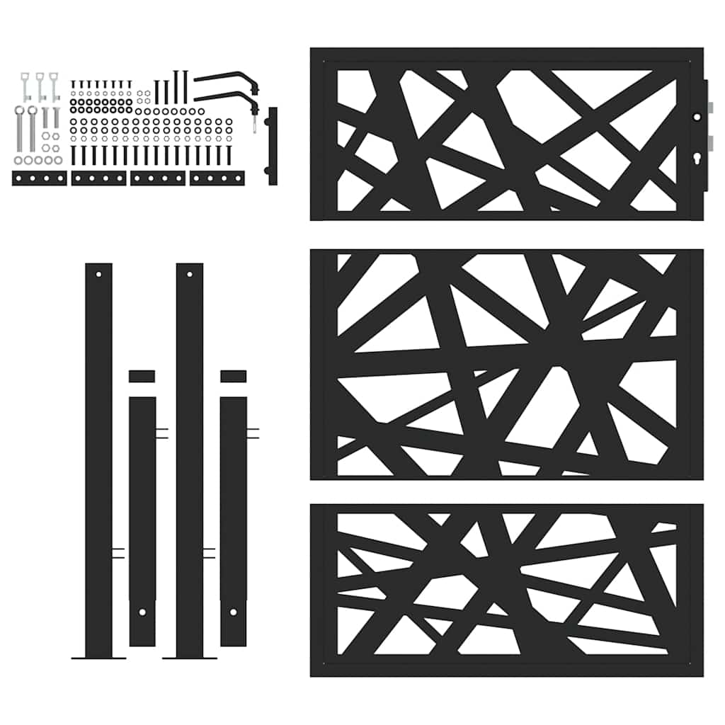 Gartentor Schwarz 100x125 cm Stahl Leichtes Design