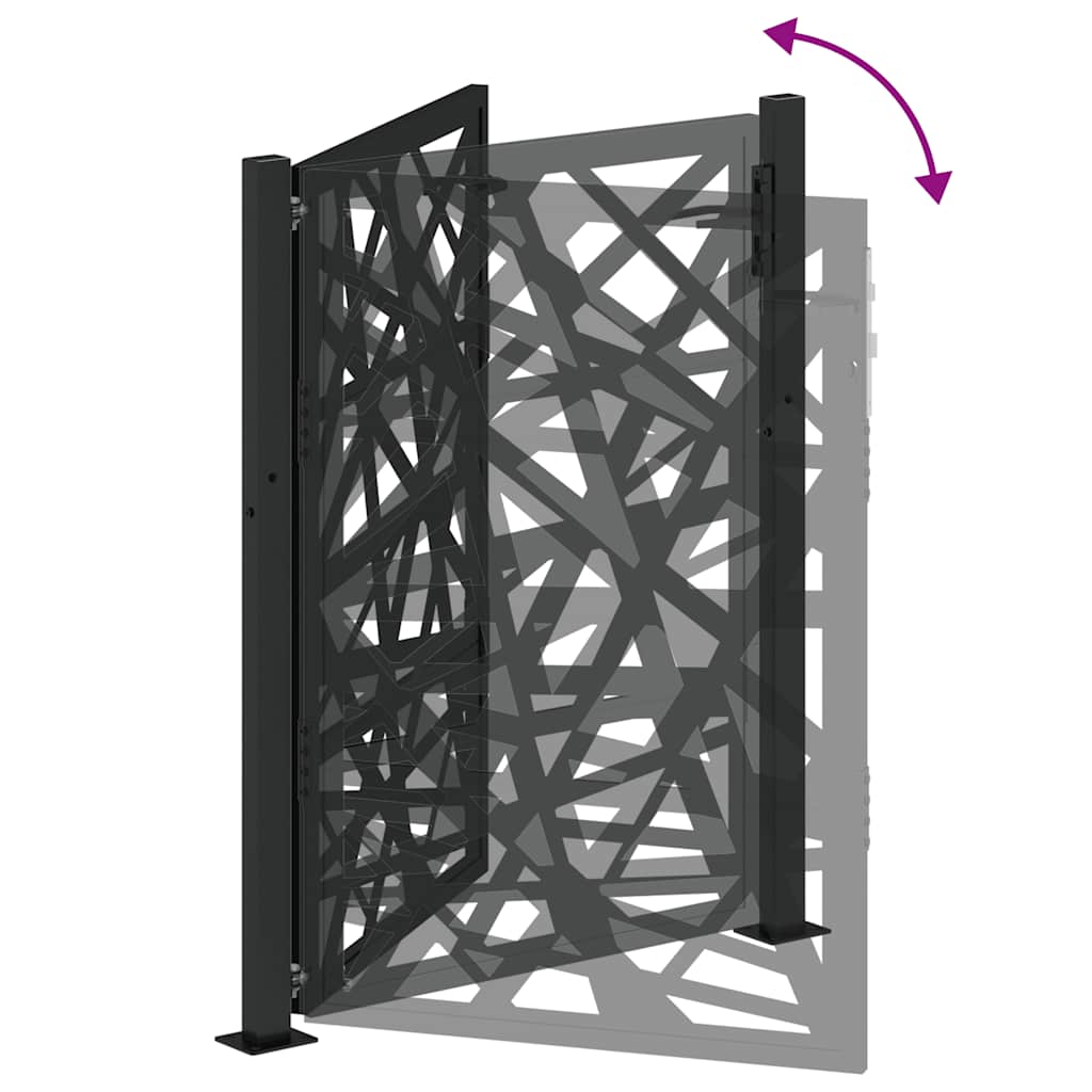 Gartentor Schwarz 100x125 cm Stahl Leichtes Design
