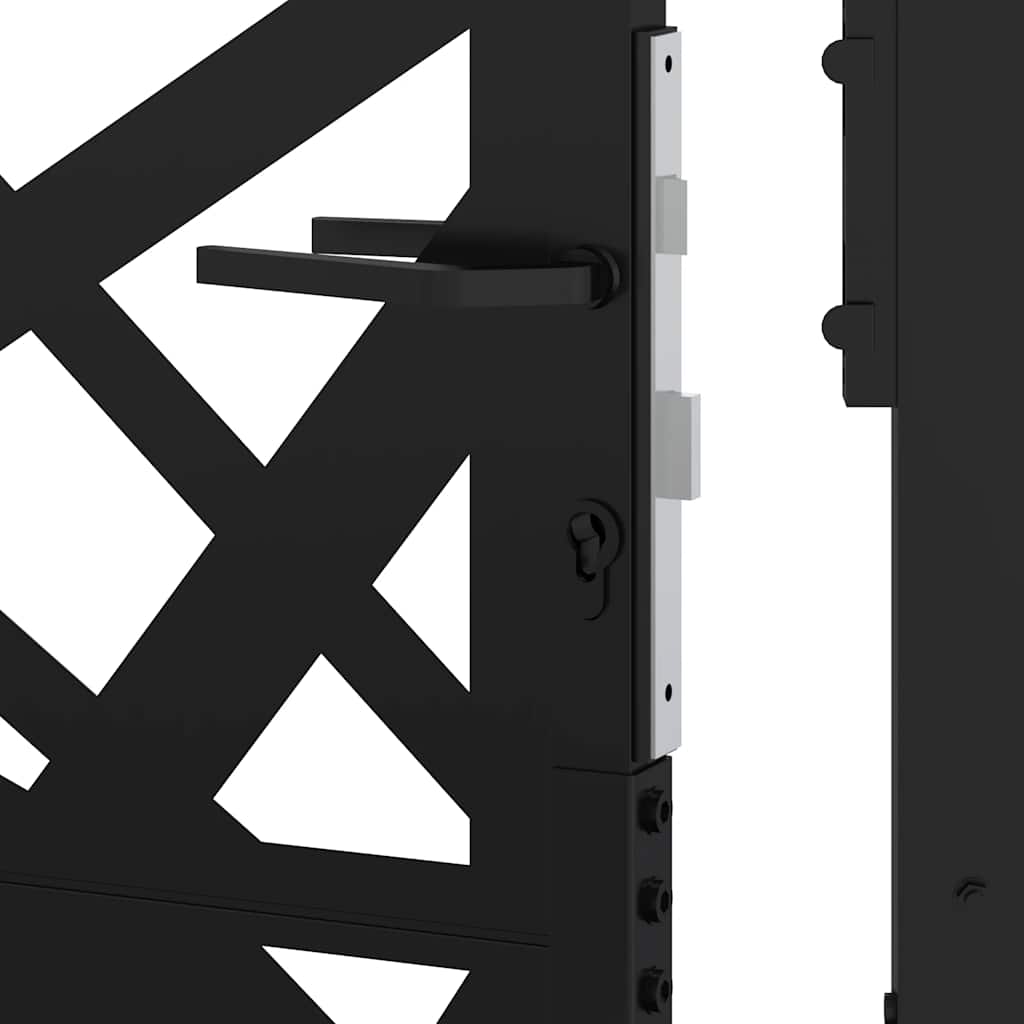 Gartentor Schwarz 100x125 cm Stahl Leichtes Design
