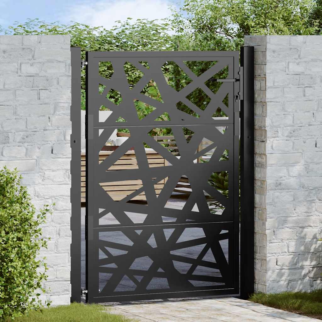 Gartentor Schwarz 100x125 cm Stahl Leichtes Design
