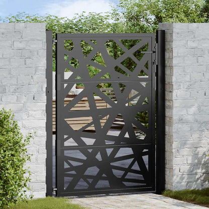 Gartentor Schwarz 100x125 cm Stahl Leichtes Design
