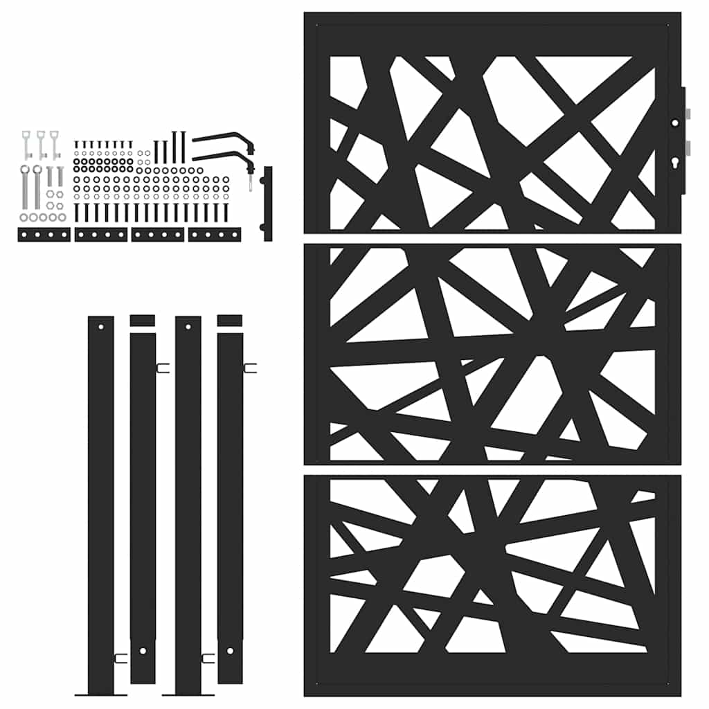 Gartentor Schwarz 100x150 cm Stahl Leichtes Design
